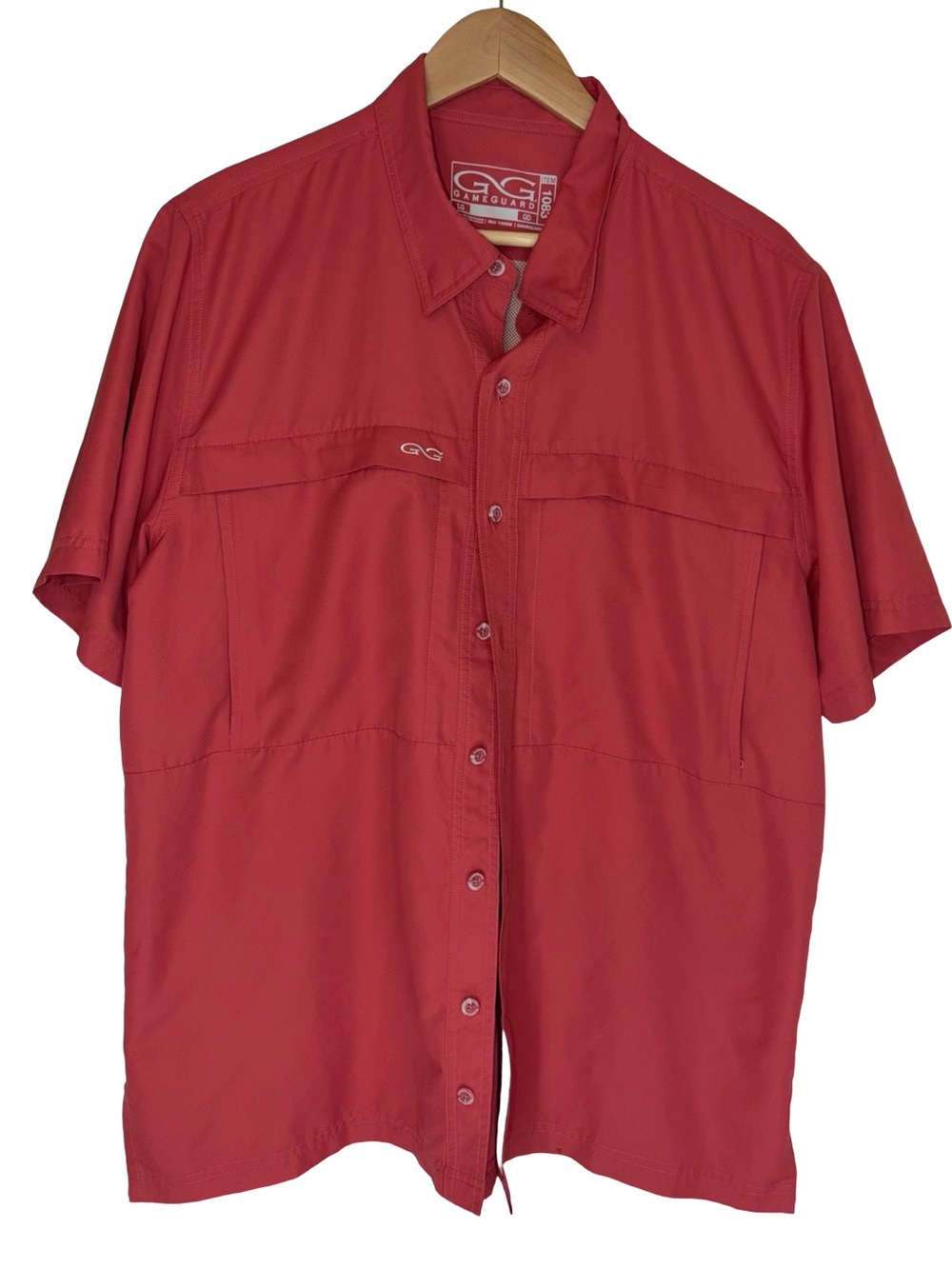 Game Guard Outdoors mineral red Short Sleeve fishing Button Shirt #081